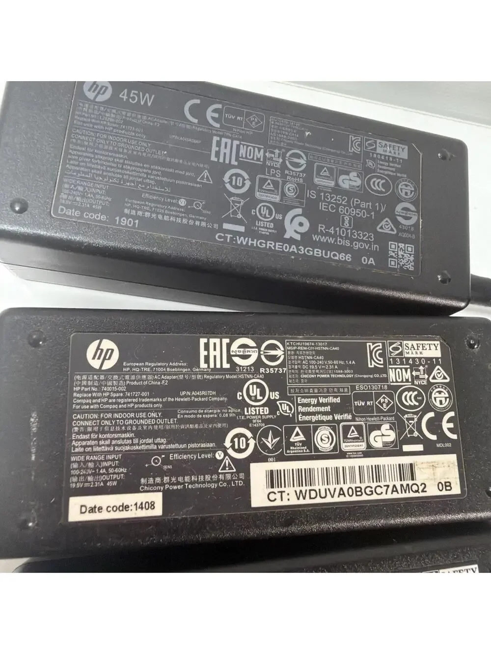Lot of 15 HP Laptop AC Adapters Power Supplies Mixed 45W 65W 90W OEM Chargers